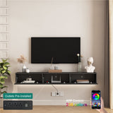 ZUN Floating TV Stand Wall Mounted with 16 Color LEDs,69" Modern TV Stand, Floating TV Cabinet 24209978