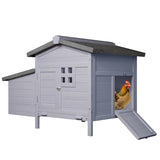 Outdoor Free-Range Wooden Chicken Coop with Asphalt Roof, Leak-Proof Pull-Out Tray, Secure Predator W773P332358
