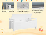 Kids Toy Box Chest, White Toy Box for Boys Girls, Large Storage Cabinet with Cushion Seat 23676979