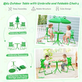 4 Pieces Folding Kids Table and Chair Set with Height Adjustable Sun Umbrella 51184271