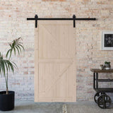 ZUN 42 in. x 84 in. Unfinished Sliding Barn Door with 7FT Barn Door Hardware Kit & Handle ,K Frame,Solid 01587012