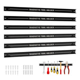 Black Magnetic Tool Organizer Strips - Carbon Steel Construction, Ideal for Clutter-Free 63375487