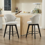 008-Set of 2 Counter Height Swivel Bar Stools, Chenille Upholstered Chairs with Wide Backrest for W2636P239835