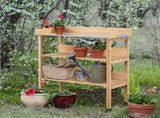 Outdoor Potting Bench Table with Storage Shelf,Natural Wood 23285297