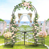 198.5*50*219cm Courtyard Arc Top With Door With Planting Frame Iron Art Iron Arch Black 02242955