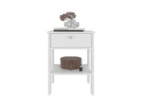 Nightstand, 1 Drawer, 1 Shelf, 4 Legs, White B097P369424