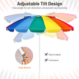 8 Ft Beach Umbrella With UV Protection 16-Ribbed Windproof Frame 72593657