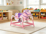 ddler Pink Spring Ride-On Horse Plush Rocking Horse with Sounds & Foot Stirrups, for Kids 3-8Years 08480929