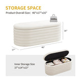 Storage Chenille Ottoman Bench Upholstered Fabric Storage Bench End of Bed Stool with Safety Hinge W2336P251192