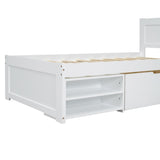 Twin Size Platform Bed With Drawer And Two Shelves, White N709P214182K