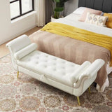 White, PU Leather, Metal Feet Upholstered Ottoman Bedroom Lounge Ottoman Flip Top Storage Sofa Bench 94764869