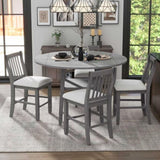 ZUN 5-Piece Counter Height Dining Table Set in 2 Table Sizes with 4 Folding Leaves and 4 Upholstered 74183217