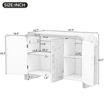 ZUN TREXM Retro Minimalist Curved Sideboard with Gold Handles and Adjustable Dividers for Living Room or WF317093AAD