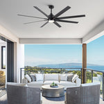 ZUN 72" Supper Large Integrated LED Light Ceiling Fan with Black ABS Blade W136760765