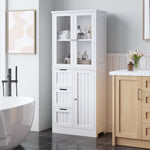 ZUN 3-Door 3-Drawer 4-Layer Bathroom Cabinet, White 79610035