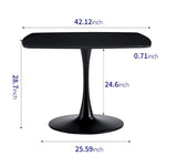 42.1"BLACK Table Mid-century Dining Table for 4-6 people With Round Mdf Table Top, Pedestal Dining W234119836