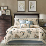 7 Piece Printed Cotton Twill Comforter Set Khaki Cal King B03597226