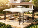 10' x 10' 2-Tier Gazebo Canopy Replacement Cream White UV Shield Top, for Garden Outdoor 34310833