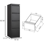 ZUN 4 Drawer Vertical File Cabinet with Lock,Filing Cabinet, Metal Filing Cabinet for Home Office W1247P173378