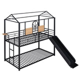 Twin Over Twin Metal Bunk Bed ,Metal Housebed With Slide,Three Colors Available. MF291674AAB
