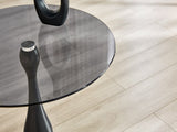 Small metal side table, vintage matte black round side table with a glass top measuring W1151P447641