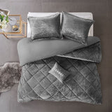 Twin/Twin XL Velvet Duvet Cover Set with Throw Pillow B03596049