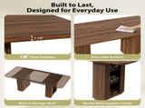70.9" Rectangular Dining Table for 6 People, Fluted Panel Legs with 2 Side Storage Cabinets, MDF 65066596