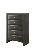 1Pc Contemporary 5 Drawer Chest Gray Finish Solid Wood Wooden Bedroom Furniture B011P216685