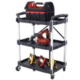 3 Layers Folding Collapsible Service Cart Pack-N-Roll Folding Collapsible Service Cart, Black, 50 W46578737