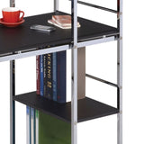 ZUN Black and Chrome Writing Desk with Shelf B062P209207