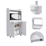 Kitchen Cart 49" H, Two Door Cabinet, One Open Shelf, Two Interior Shelves, White B097133071