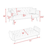 71 inch convertible love seat sofa, American retro pink velvet, suitable for small living room, W165880948