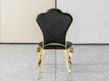Dining Chairs Set of 2, Modern Black PU Leather Upholstered Chairs with Gold Stainless Steel Legs, W2723P426299