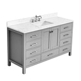60"x 22" bathroom stone vanity top engineered color undermount ceramic sink and 3 faucet hole W1059P228099