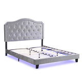 Upholstered Bed Button Tufted with Curve Design - Strong Wood Slat Support - Easy Assembly - Light W2297P268386