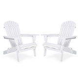 Wood Lounge Patio Chair for Garden Outdoor Wooden Folding Embossed Adirondack Chair Set of 2 Solid 07994033