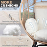 ZUN Patio PE Wicker Egg Chair Model 2 with Natural Color Rattan Beige Cushion and Side Table 25652639