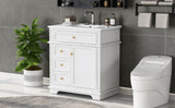 30" Bathroom Vanity with Sink, One Tip-out Drawer, Three Drawers, Door Shelf, Soft Closing Door, N759P227429K
