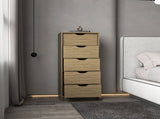 Dresser 42"H, 5 Drawers , Slim Storage Chest of Drawers, Natural Oak B097P350317