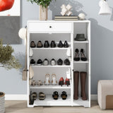 Freestanding Shoe Rack Organizer with 2 Shutter Door, Entryway Narrow Shoe with Adjustable W40981155