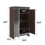 ZUN Elegant Decor Mirrored Cabinet with Silver Edging,Mirrored Cabinet with Double Door,Shoe W760P196538