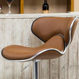 Masaccio Upholstery Airlift Adjustable Swivel Barstool with Chrome Base, Set of 2, Camel T2574P164834