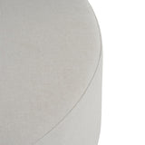 White Fabric Round Ottoman with Wooden Legs, Modern Minimalist Ottoman N769P296232W