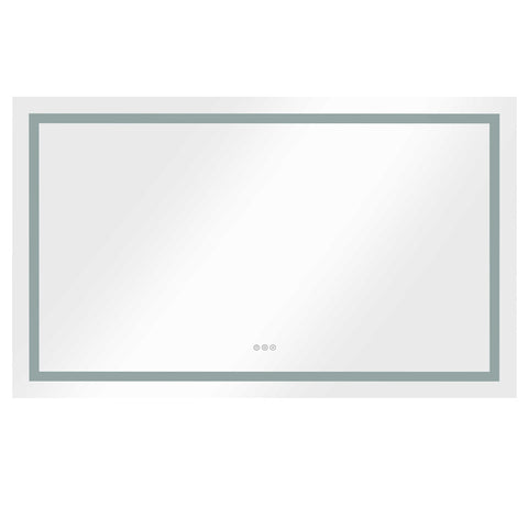 ZUN 60 in. W x 36 in. H Frameless LED Single Bathroom Vanity Mirror in Polished Crystal 74376911