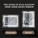 32x24inch Glossy Brushed Silver 3000-6000K LED Bathroom Mirror With Lights,Anti-Fog Dimmable Lighted GL-W2091126985