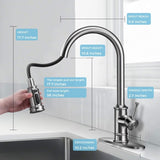 ZUN Kitchen Faucet- 3 Modes Pull Down Sprayer Kitchen Sink Faucet, Brushed Nickel Kitchen Faucet Single 11293022