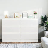 6 Drawer White Dresser, Modern Dresser for Bedroom Spacious Countertop, Wood Storage Cabinet W3204P318437