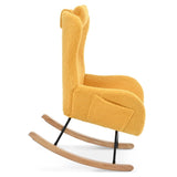 ZUN Rocking Chair Nursery, Teddy Upholstered Rocker Glider Chair with High Backrest, Adjustable Headrest W680127257