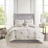 King/Cal King 4 Piece Embroidered Cotton Reversible Duvet Cover Set B035129165