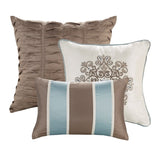 Jacquard 7 Piece Comforter Set Blue King B03596989